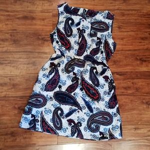 True Rock Red/White/Blue Paisley Mini Dress, Medium